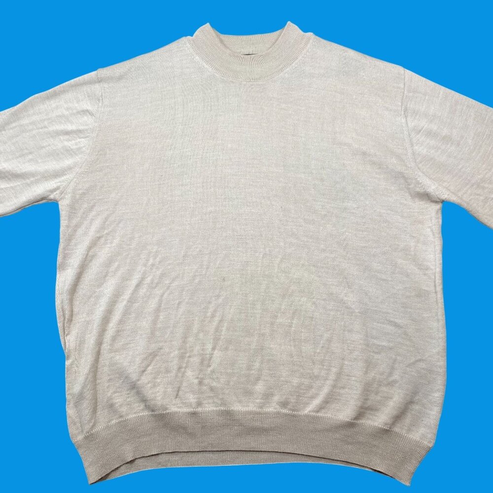 Murano By Raffi Mens Size XL Beige Wool Blend Crewneck Sweater Made In Italy